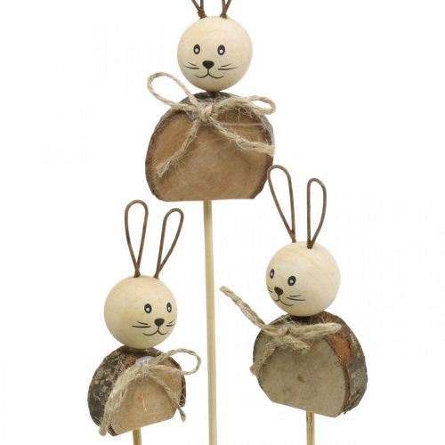 Floristik24 Tapón de flor de conejito madera óxido decoración de conejito de Pascua natural 8cm 8 piezas