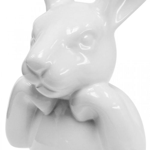 Artículo Deco conejo de cerámica blanca, busto de conejo decoración Pascua H17cm 3pcs