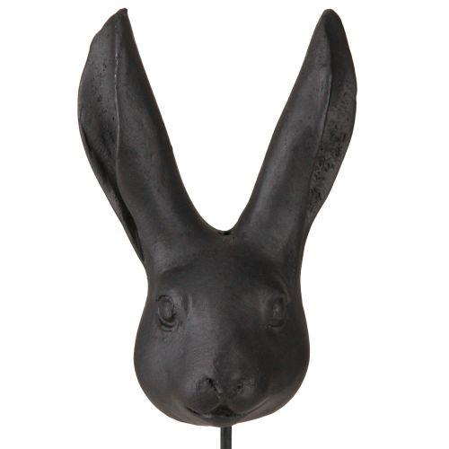 Floristik24 Cabeza de conejo decorativa en palo conejo negro mate 10cm 2uds