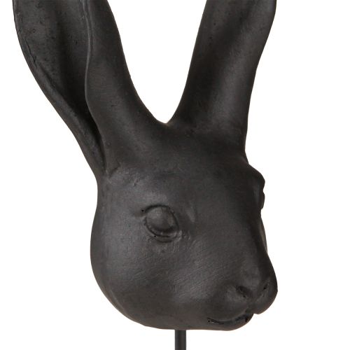 Floristik24 Cabeza de conejo decorativa en palo conejo negro mate 10cm 2uds