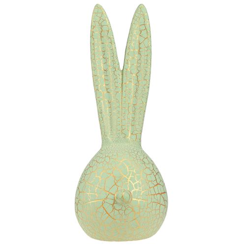 Artículo Cabeza de conejo Decoración de conejito de Pascua craquelado dorado verde menta Al. 28 cm