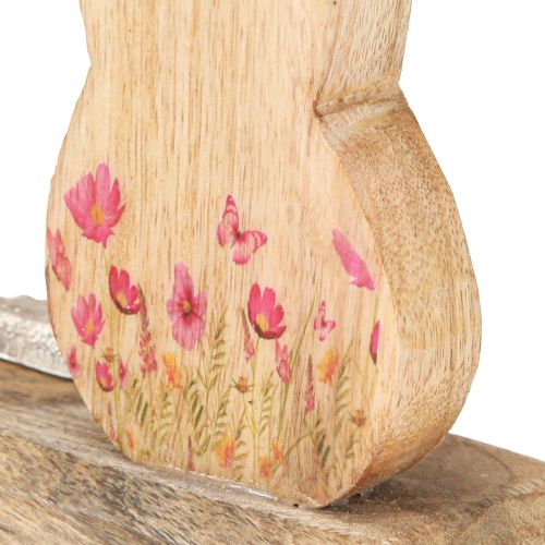 Artículo Mamá coneja con niño Deco de Pascua Metal y madera 26,5cm