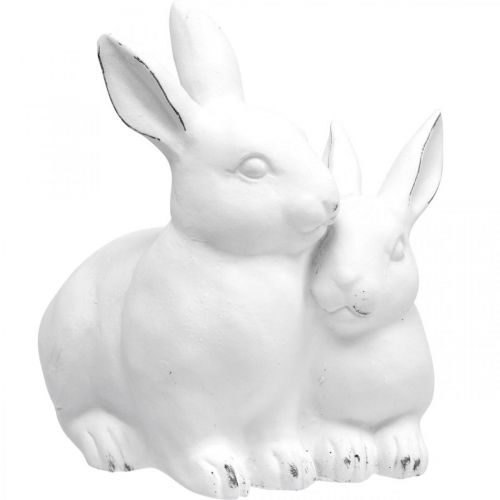 Floristik24 Madre conejita con niño aspecto vintage cerámica blanca 15,5×15×18cm