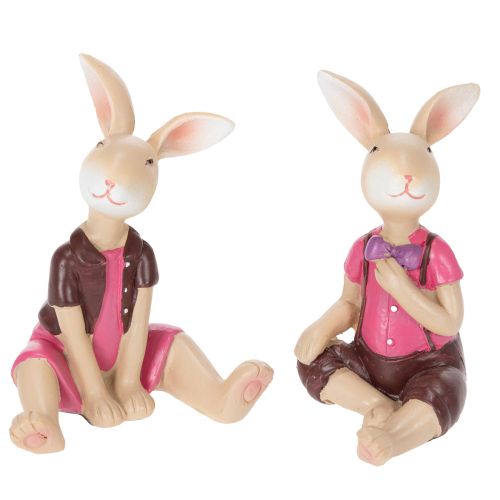 Juego de 4 figuras de conejo de Pascua, bonita decoración de mesa para Pascua y primavera, 9 cm