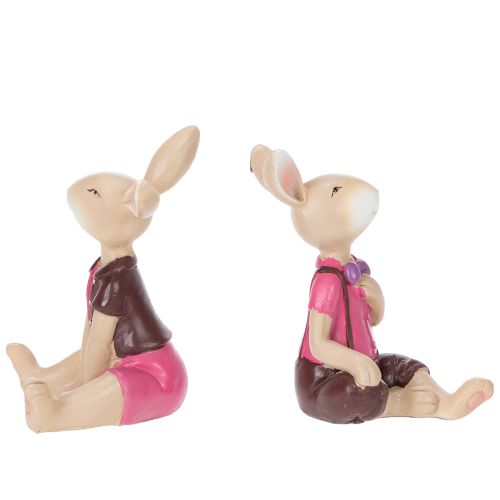 Artículo Juego de 4 figuras de conejo de Pascua, bonita decoración de mesa para Pascua y primavera, 9 cm