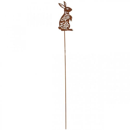 Artículo Estaca de jardín Patrón de flor de conejito de óxido Decoración de jardín Pascua 9 × 15 cm