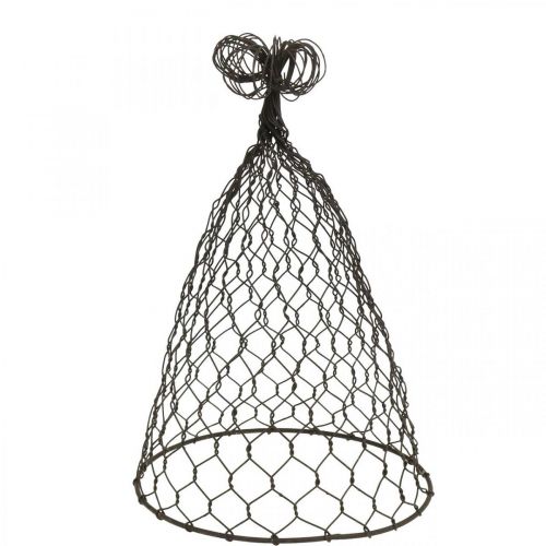Campana de alambre, campana decorativa, enrejado de metal Marrón H25cm Ø16cm