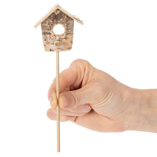 Casita decorativa para pájaros, abedul, 5 cm, estacas para flores, 4 piezas | Floristik24.es