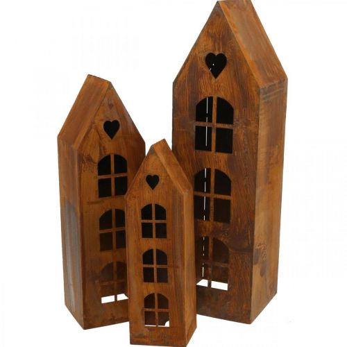 Linterna casa metal decoración casa ventana pátina juego de 3