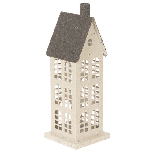 Casa decorativa de metal con ventanas y chimenea, 28 cm. comprar | Floristik24.es
