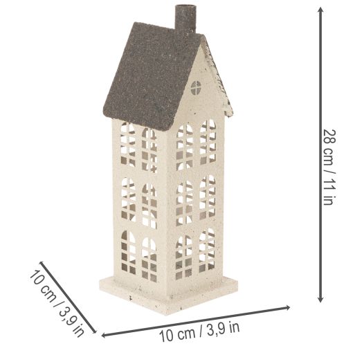 Casa decorativa de metal con ventanas y chimenea, 28 cm. | Floristik24.es
