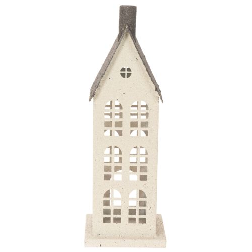 Casa decorativa de metal con ventanas y chimenea, 28 cm. | Floristik24.es