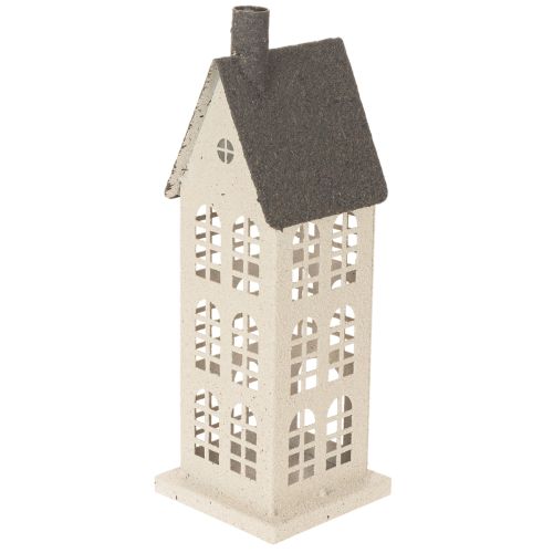 Casa decorativa de metal con ventanas y chimenea, 28 cm. | Floristik24.es