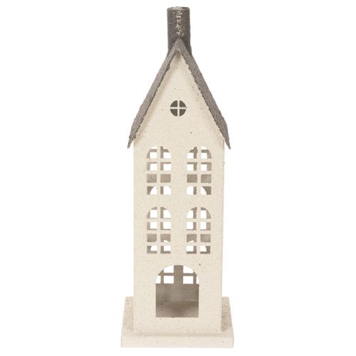 Casa decorativa de metal con ventanas y chimenea, 28 cm. | Floristik24.es