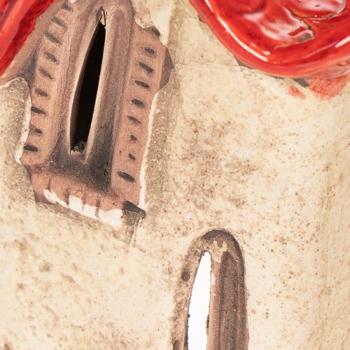 Decoración de casa de cerámica con techo rojo, casa iluminada, 15 cm, 2 piezas | Floristik24.es