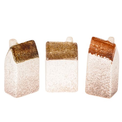 Conjunto de casas decorativas de cerámica, casas en miniatura para colocar de pie, 7 cm, 3 piezas | Floristik24.es