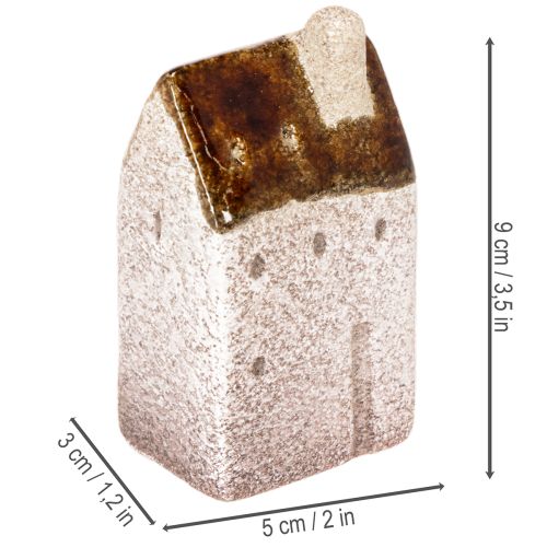 Juego de casas miniatura decorativas de cerámica, decoración de mesa, 9 cm, 3 piezas | Floristik24.es