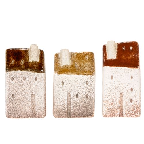 Juego de casas miniatura decorativas de cerámica, decoración de mesa, 9 cm, 3 piezas | Floristik24.es