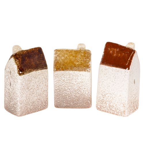 Juego de casas miniatura decorativas de cerámica, decoración de mesa, 9 cm, 3 piezas | Floristik24.es