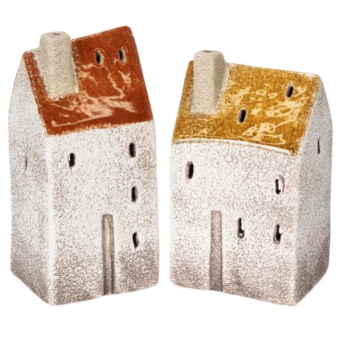 Decoración de cerámica con forma de casa y chimenea, casita para velas, otoño e invierno, 13 cm, 2 piezas comprar | Floristik24.es