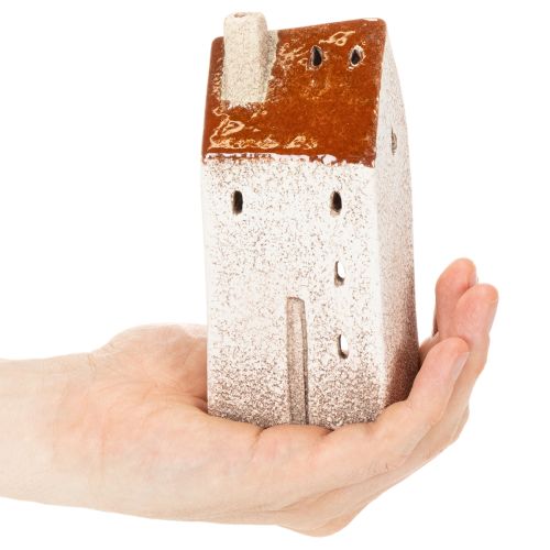 Decoración de cerámica con forma de casa y chimenea, casita para velas, otoño e invierno, 13 cm, 2 piezas | Floristik24.es