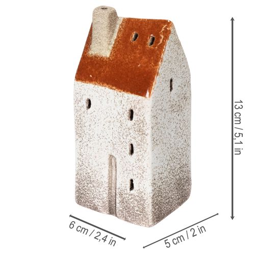 Decoración de cerámica con forma de casa y chimenea, casita para velas, otoño e invierno, 13 cm, 2 piezas | Floristik24.es