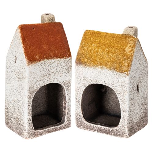 Decoración de cerámica con forma de casa y chimenea, casita para velas, otoño e invierno, 13 cm, 2 piezas | Floristik24.es