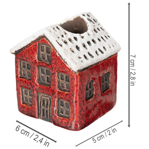 Portavelas de cerámica, casita decorativa con nieve para decoración de mesa, 7 cm, 2 piezas | Floristik24.es