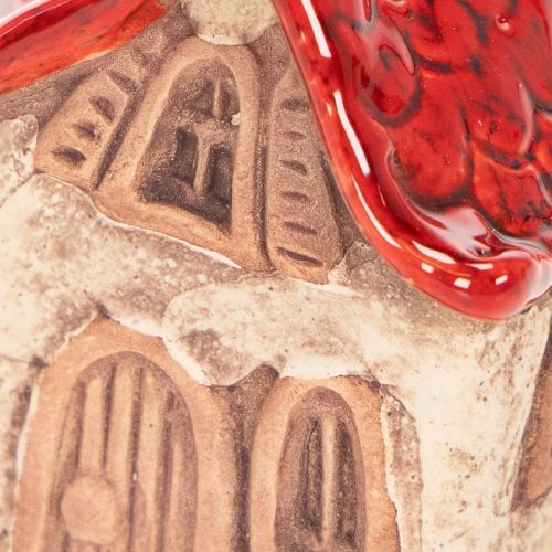 Juego de decoración de casas de cerámica, casitas pequeñas con techo rojo de 8 cm, 2 piezas | Floristik24.es