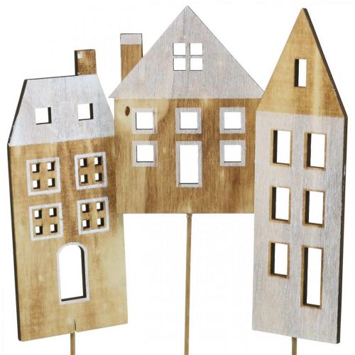 Floristik24 Enchufe de decoración de la casa naturaleza de madera, decoración de madera blanca H12.5 / 17.5 / 20cm 6pcs