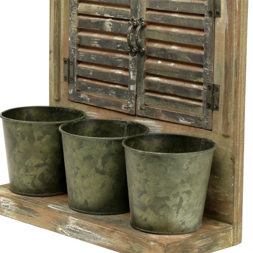 Floristik24 Ventana decorativa de madera con 3 macetas Al. 49cm