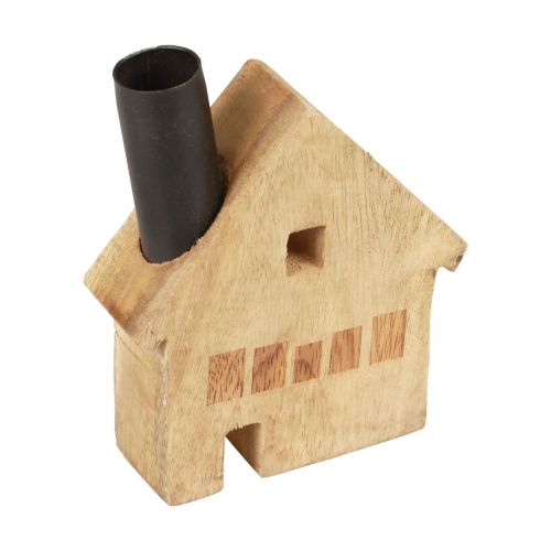 Floristik24 Casa decorativa portavelas decorativo de madera negro 10,5×3,5×13cm