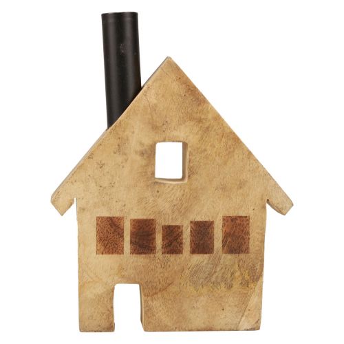 Artículo Casa decorativa madera decoración portavelas negro 16,5×3,5cm×22cm