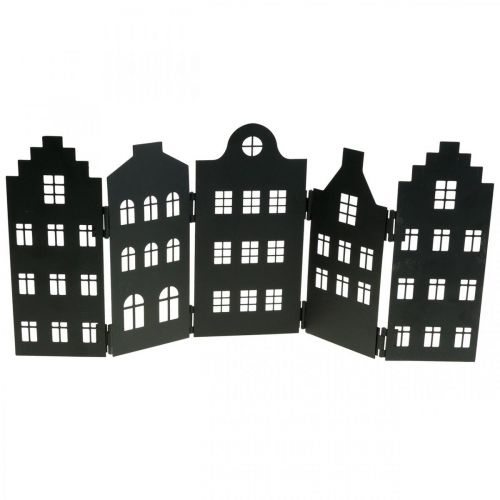 Floristik24 Deco house metal negro soporte ciudad silueta 40 × 18cm