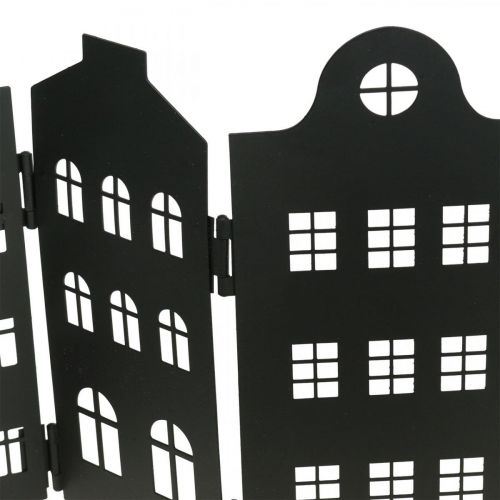 Floristik24 Deco house metal negro soporte ciudad silueta 40 × 18cm