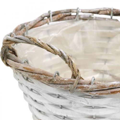 Artículo Cesta para plantas, cesta con asas, cesta decorativa redonda blanca H9.5cm Ø20cm