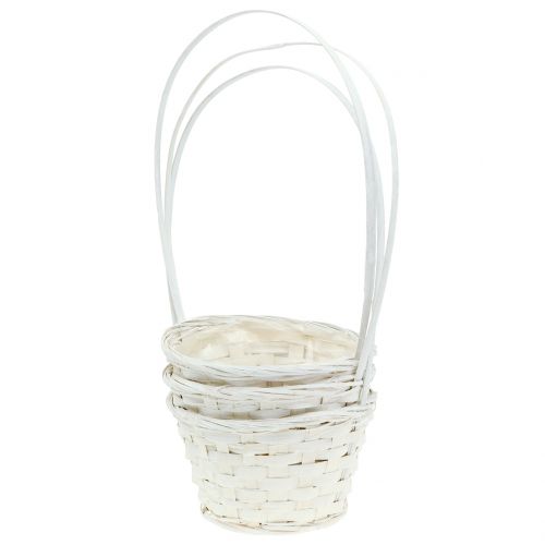 Floristik24 Cesto de basura con asa blanco 34cm 3uds