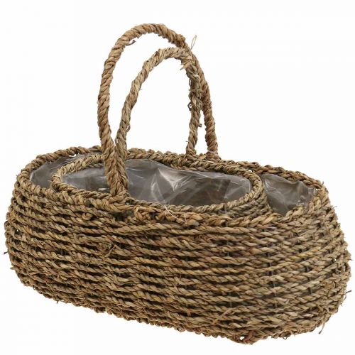 Artículo Cesta para plantas con asa, cesta para flores, L23/35cm, juego de 2