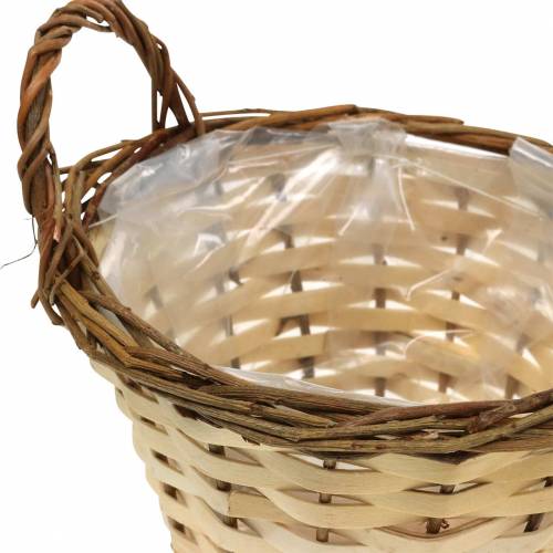 Floristik24 Jardinera Cesta de Pascua con asas redondas crema, marrón Ø15 / 18cm, juego de 2