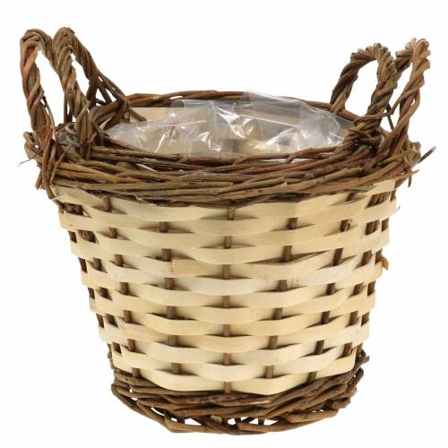 Floristik24 Jardinera Cesta de Pascua con asas redondas crema, marrón Ø15 / 18cm, juego de 2