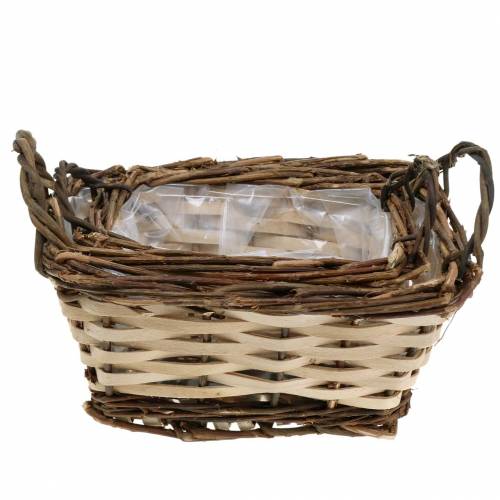 Artículo Jardinera, cesta decorativa, cuadrada, colores naturales 21 × 16/16 × 13 cm, juego de 2