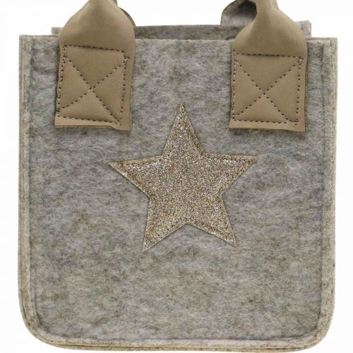 Floristik24 Jardinera decorativa bolsa de fieltro decoración navideña beige 20 / 16cm juego de 2