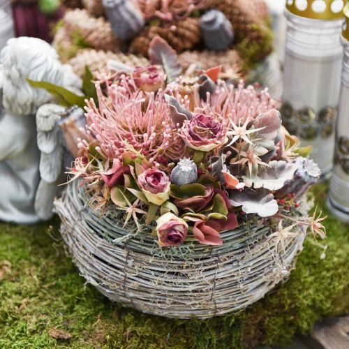 Floristik24 Alfiletero flor de otoño artificial Protea Rosa Leucospermum 73cm 3uds