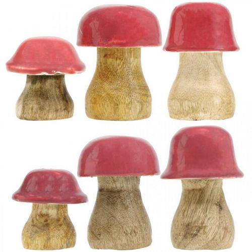Floristik24 Setas decorativas de otoño de madera Setas de madera moradas H5-7cm 6 piezas