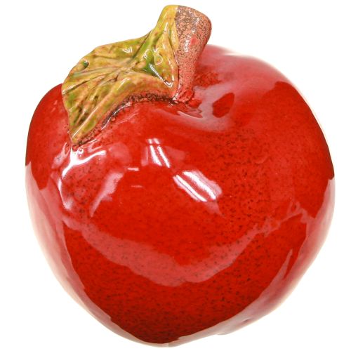 Artículo Decoración de otoño de cerámica con forma de manzana, decoración de mesa, color rojo y verde, 9 cm de alto, 2 unidades