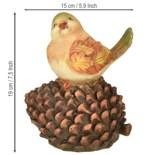 Artículo Decoración de otoño, decoración de pájaros, cono de pájaro, figura de otoño, altura 19 cm