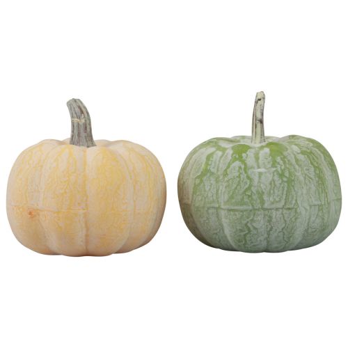 Floristik24 Calabazas de decoración otoñal blanqueadas naranja, verde 7,5 cm 6 piezas