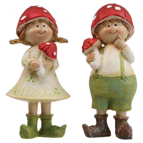 Floristik24 Otoño niños figuras decorativas niño y niña seta niños 2pcs