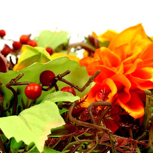 Floristik24 Corona de otoño Ø30cm con motivos naranjas de crisante