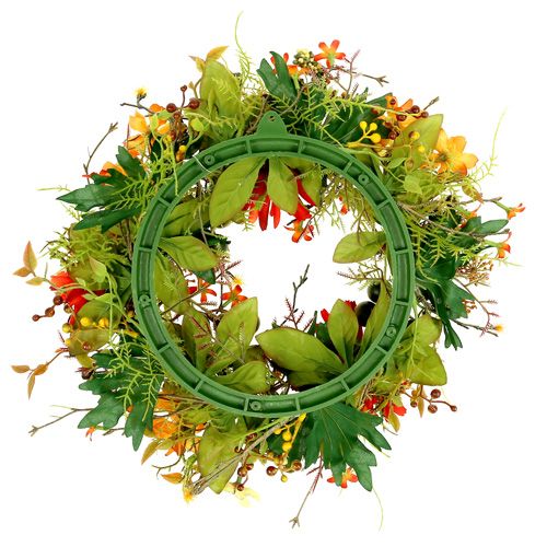 Floristik24 Corona de otoño Ø30cm con motivos naranjas de crisante